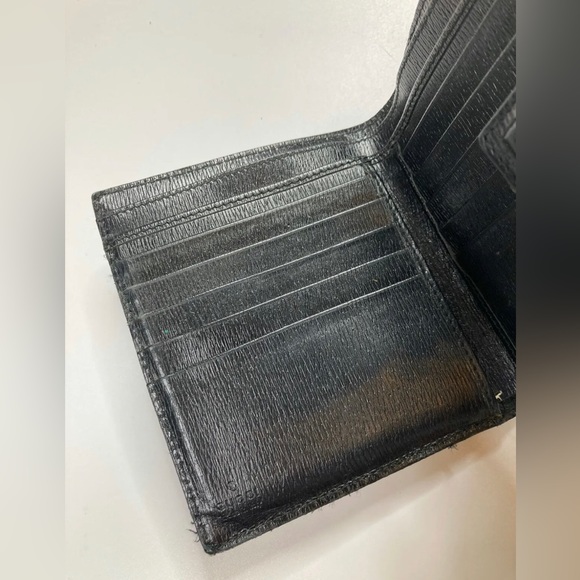 GUCCI GOLD G BUCKLE LEATHER BEIGE CANVAS WALLET BIFOLD Vintage - Picture 9 of 11